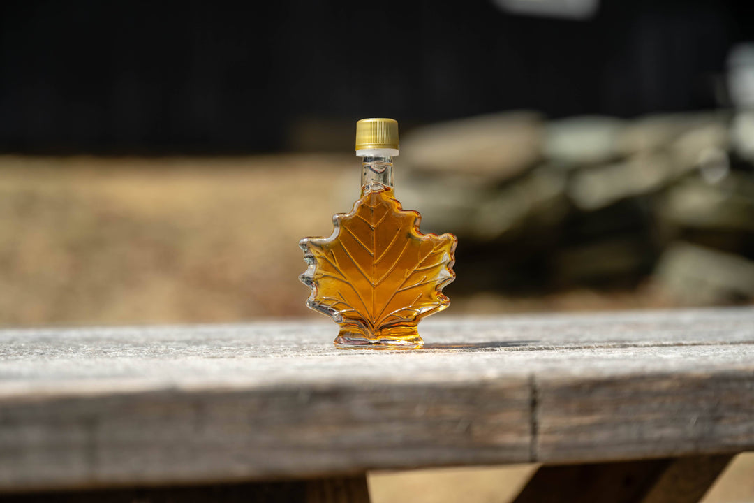 Vermont Maple Syrup Glass Leaf Bottles